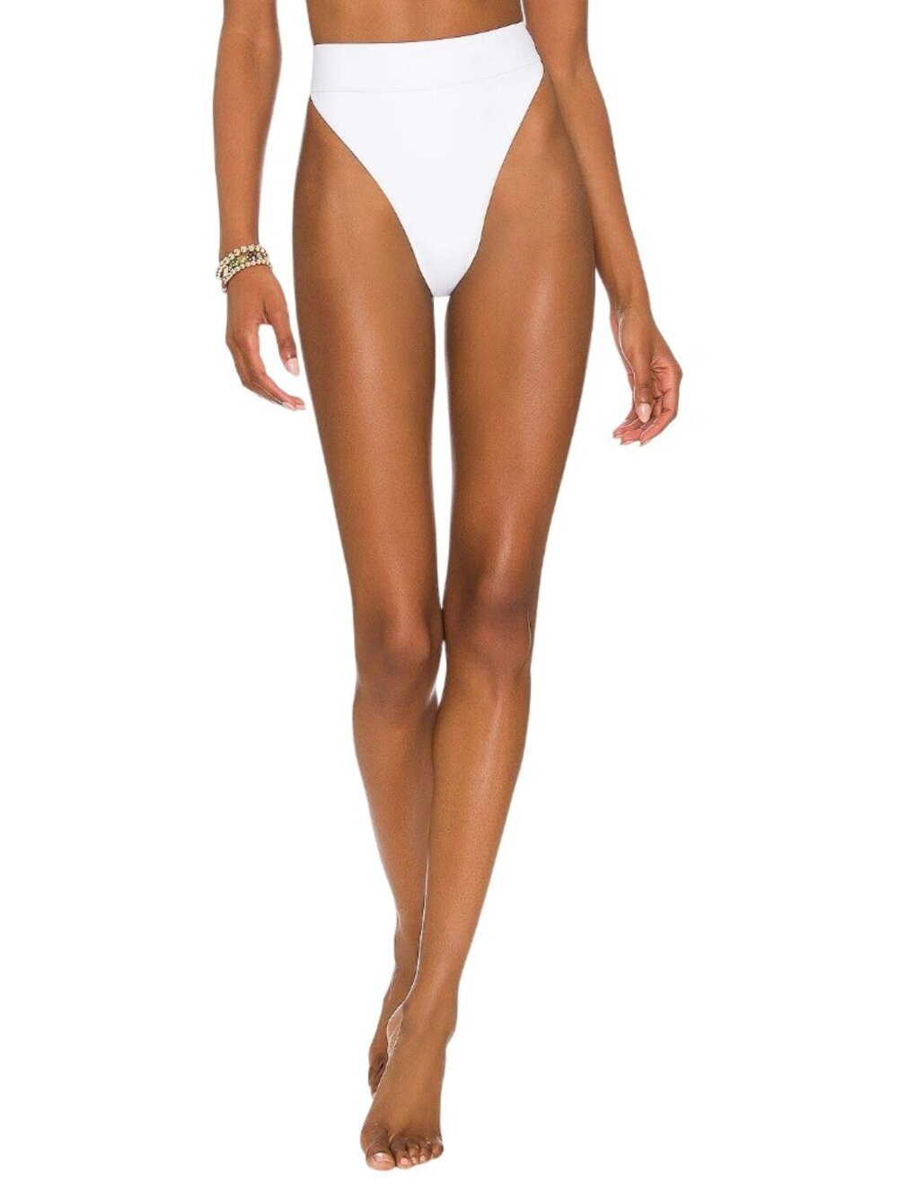 LPA Irene High Waist Bikini Bottom in White Large Womens Swimsuit
